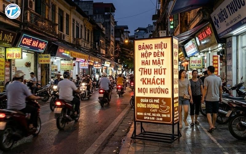 Bảng Hiệu Hộp Đèn Đứng Hai Mặt - Thu Hút Khách Mọi Hướng